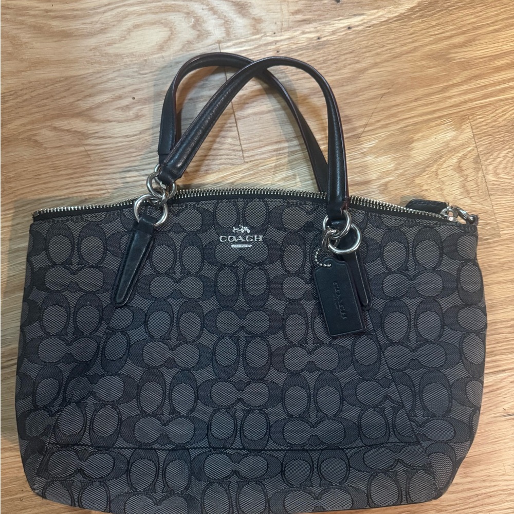 Coach Charcoal and Black Signature Shoulder Bag purse